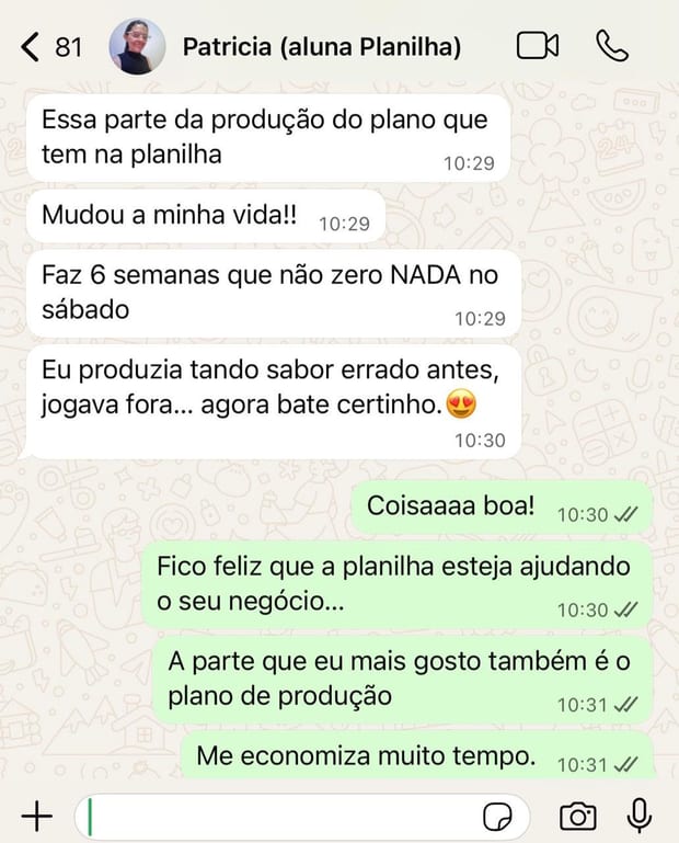 Depoimento da Patricia sobre a planilha do Victor